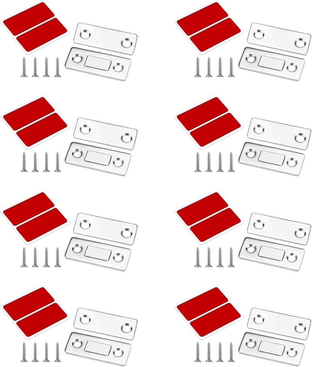 Magnetische Sluitingen - Kastdeur Magneten - Meubels Beveiligen - Ultra Dun Zonder Boren - 8 Stuks - Zilver