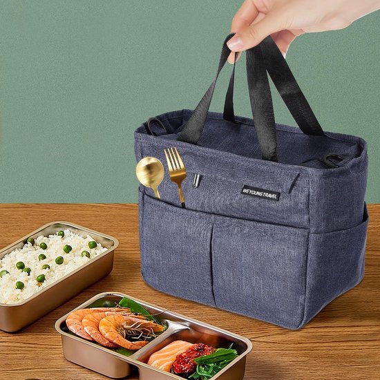 Geïsoleerde Lunchtas - Kleine Koeltas - Eten en Drinken - Dubbellaags Ontwerp - 7 Liter Inhoud - Marineblauw — afbeelding 3
