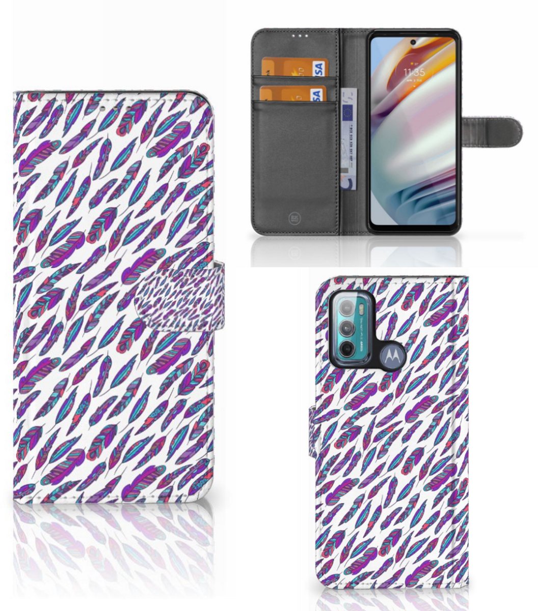 Motorola Moto G60 Telefoon Hoesje Feathers Color