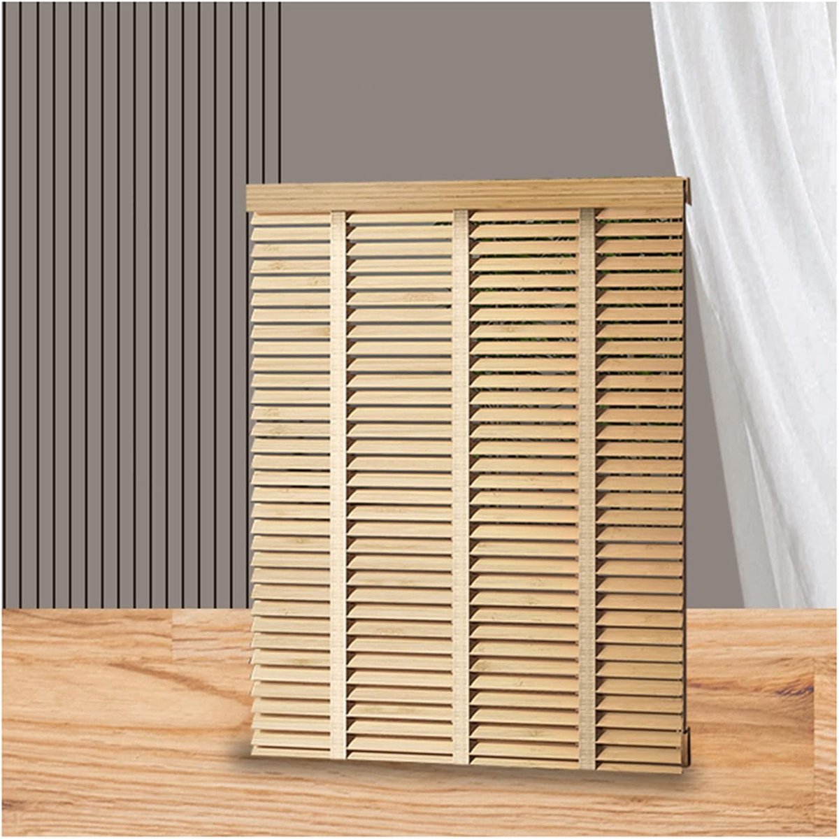Houten Jaloezieën - Raamgordijnen - Privacy - Kamerverduisterend - 130x200cm