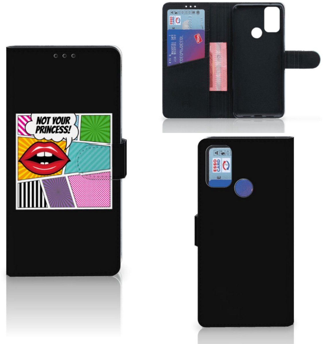 Book Case voor Alcatel 1S (2021) Wallet Case met Pasjes Popart Princess