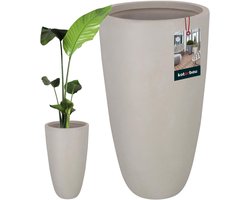 Plantenvaas Groot - Hoge Bloempot - Decoratie Binnen Buiten - Duurzaam Fiberclay Materiaal - Hoogte 78cm Diameter 42cm - Grijs Betonlook