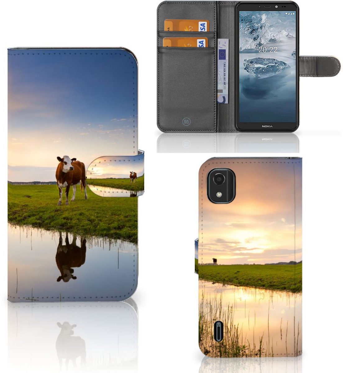 Nokia C2 2nd Edition Telefoonhoesje met Pasjes Koe
