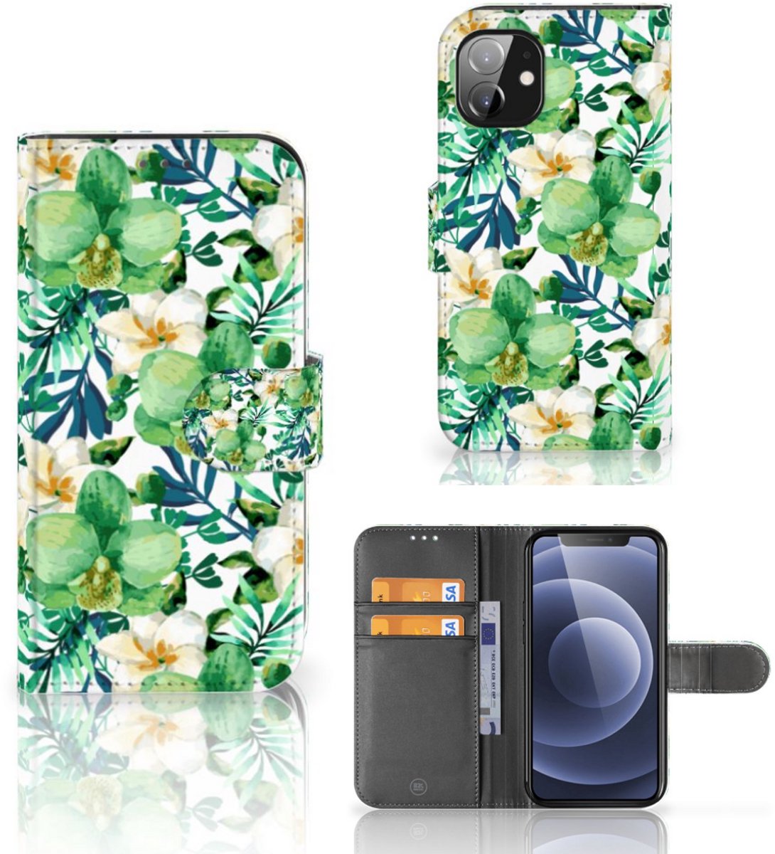 Apple iPhone 12 Mini Hoesje Orchidee Groen