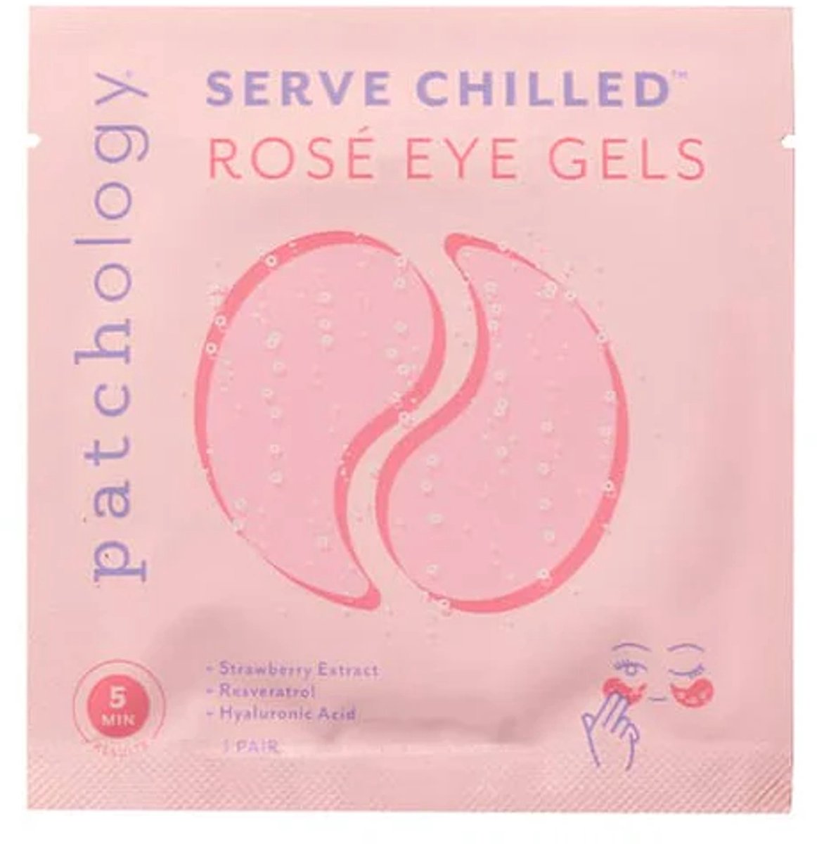 Patchology Serve Chilled Rosé Hydrating Eye Gels – Hydraterende Oogpatches met Resveratrol & Hyaluronzuur – Tegen Donkere Kringen & Wallen – Brightening & Smoothing Under Eye Mask – Pre-Make-Up Glow – Verfrissende Oogopslag