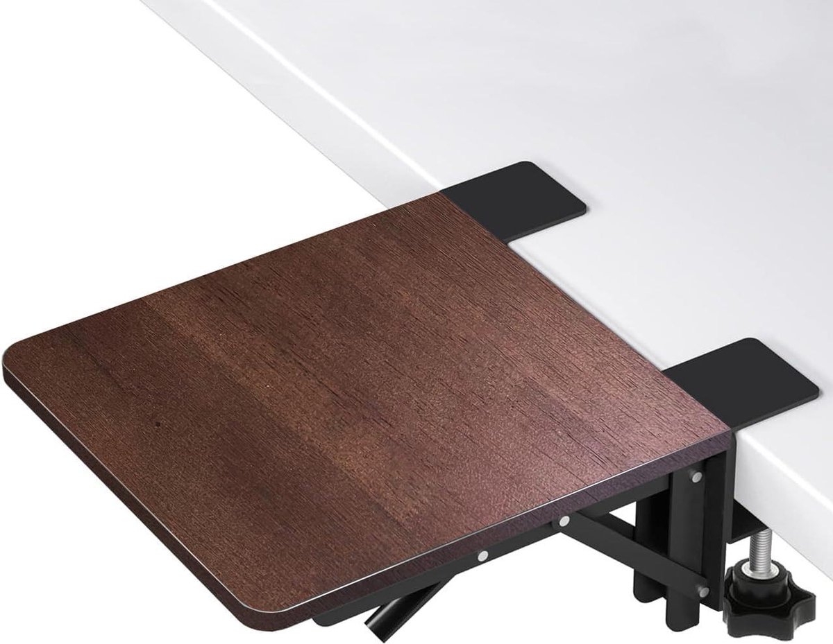 Bureau Armsteun Verlengstuk - Polssteun Plank - Comfortabel Werken - Opklapbaar Ontwerp - 24 x 23 cm - Walnoot