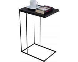 FutuStal Serie SPMDR - Bijzettafel - Metalen Basis - Zwarte MiniPerl Blad - Zwart