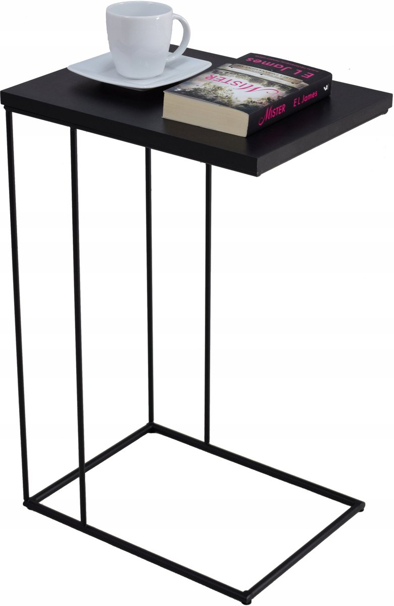 FutuStal Serie SPMDR - Bijzettafel - Metalen Basis - Zwarte MiniPerl Blad - Zwart