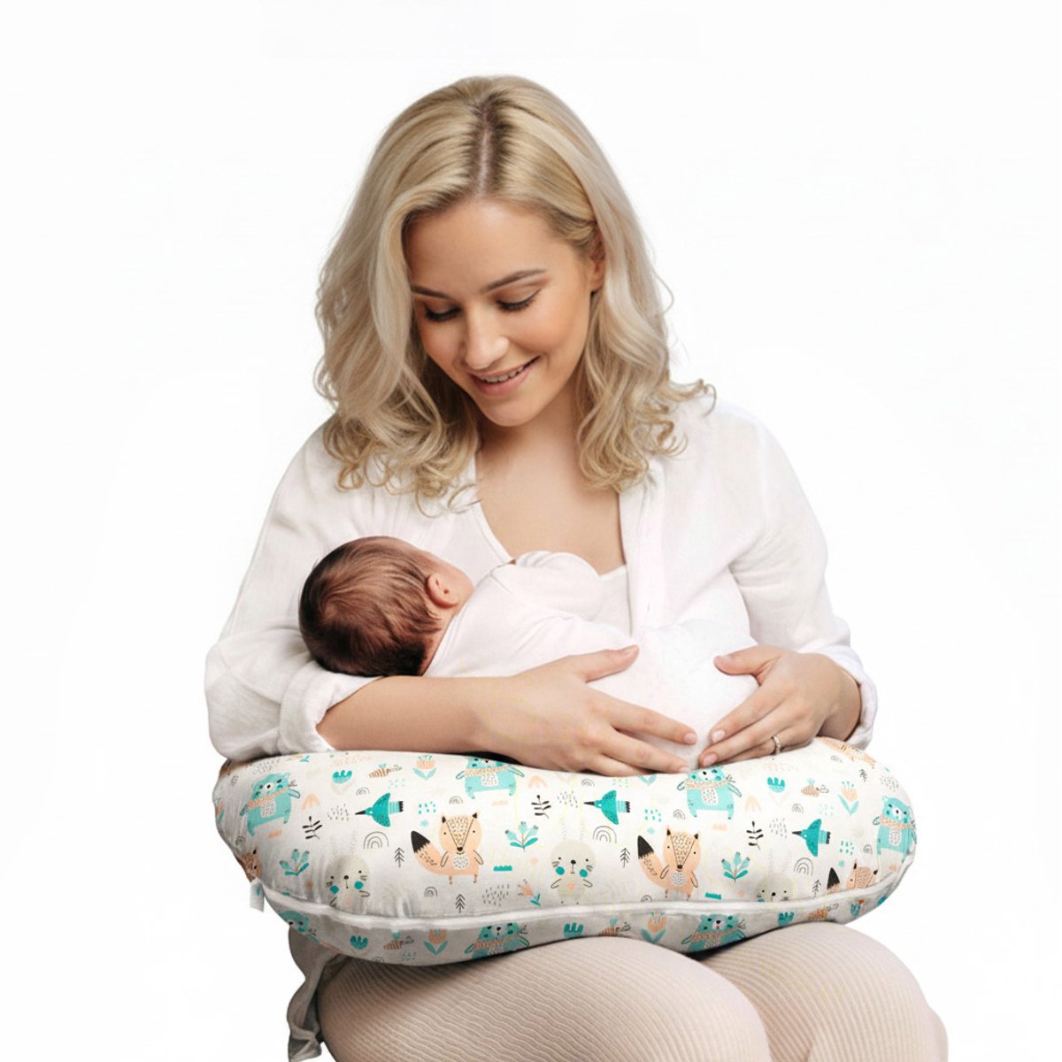 BabyUniverse - Borstvoedingskussen - Pastel Dieren - Ergonomisch - Anti-allergisch