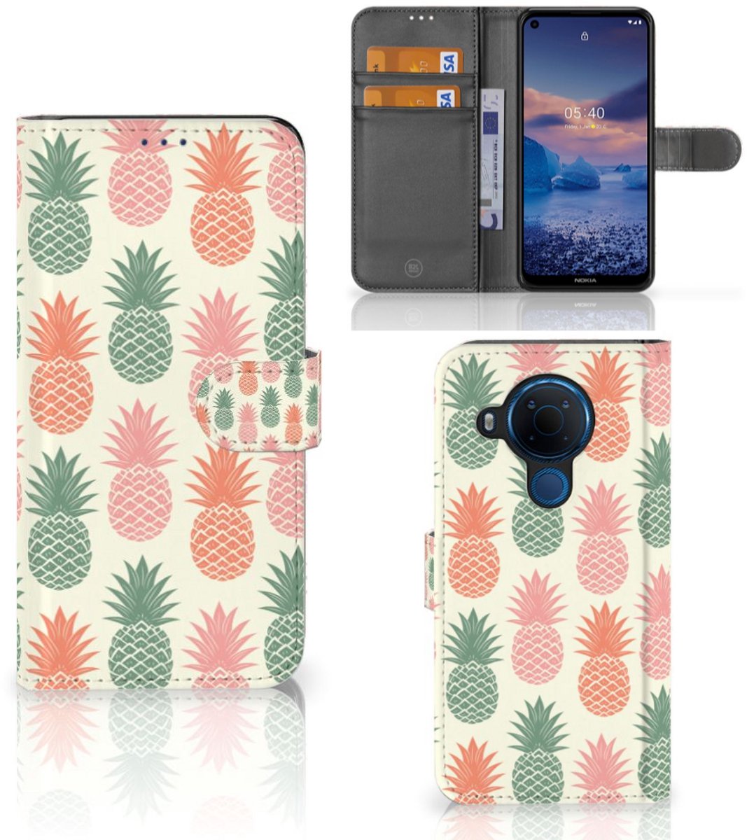 Boekhoesje voor Nokia 5.4 Book Cover Ananas