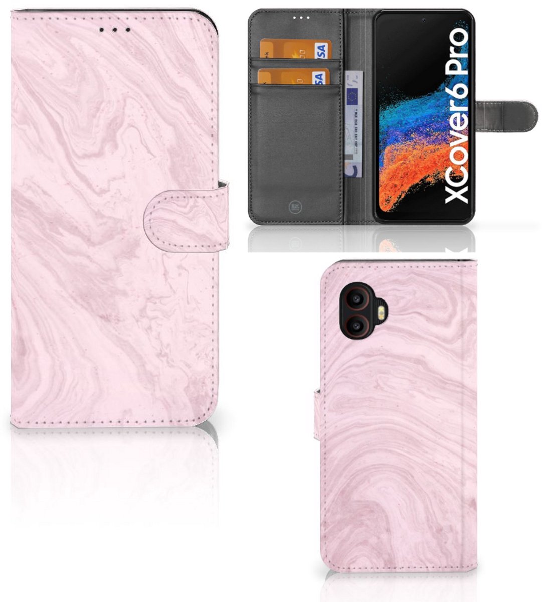 Samsung Galaxy Xcover 6 Pro Bookcase Marble Pink - Origineel Cadeau Vriendin