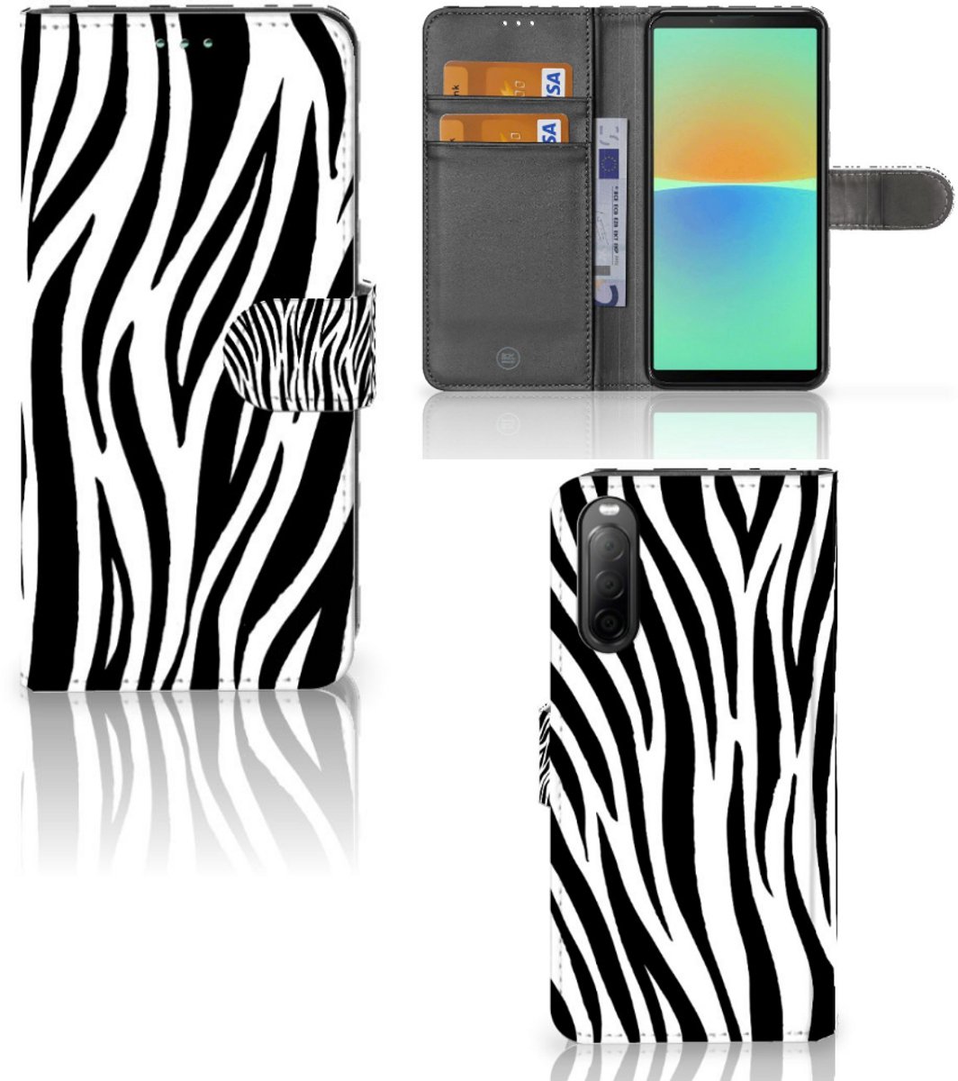 Sony Xperia 10 IV Telefoonhoesje met Pasjes Zebra
