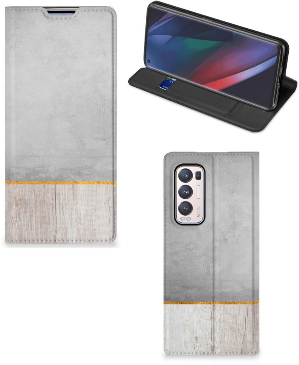 OPPO Find X3 Neo Book Wallet Case Wood Concrete