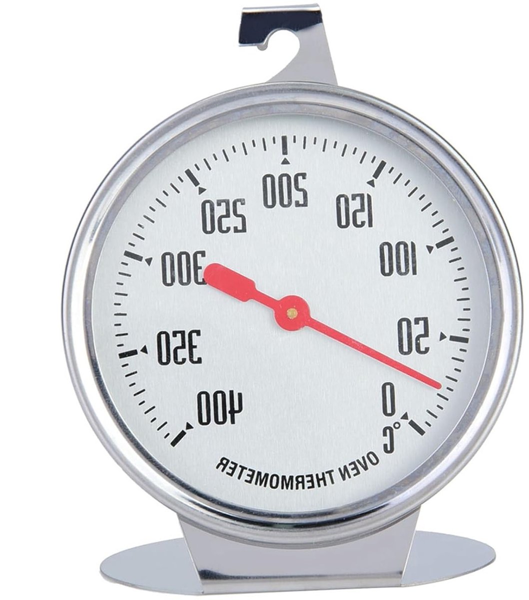 Oven Thermometer voor Nauwkeurige Temperatuurmeting, RVS Thermometer met Groot Display, Geschikt voor Oven en Elektrische Kookplaten, Meetbereik van 0°C tot 400°C