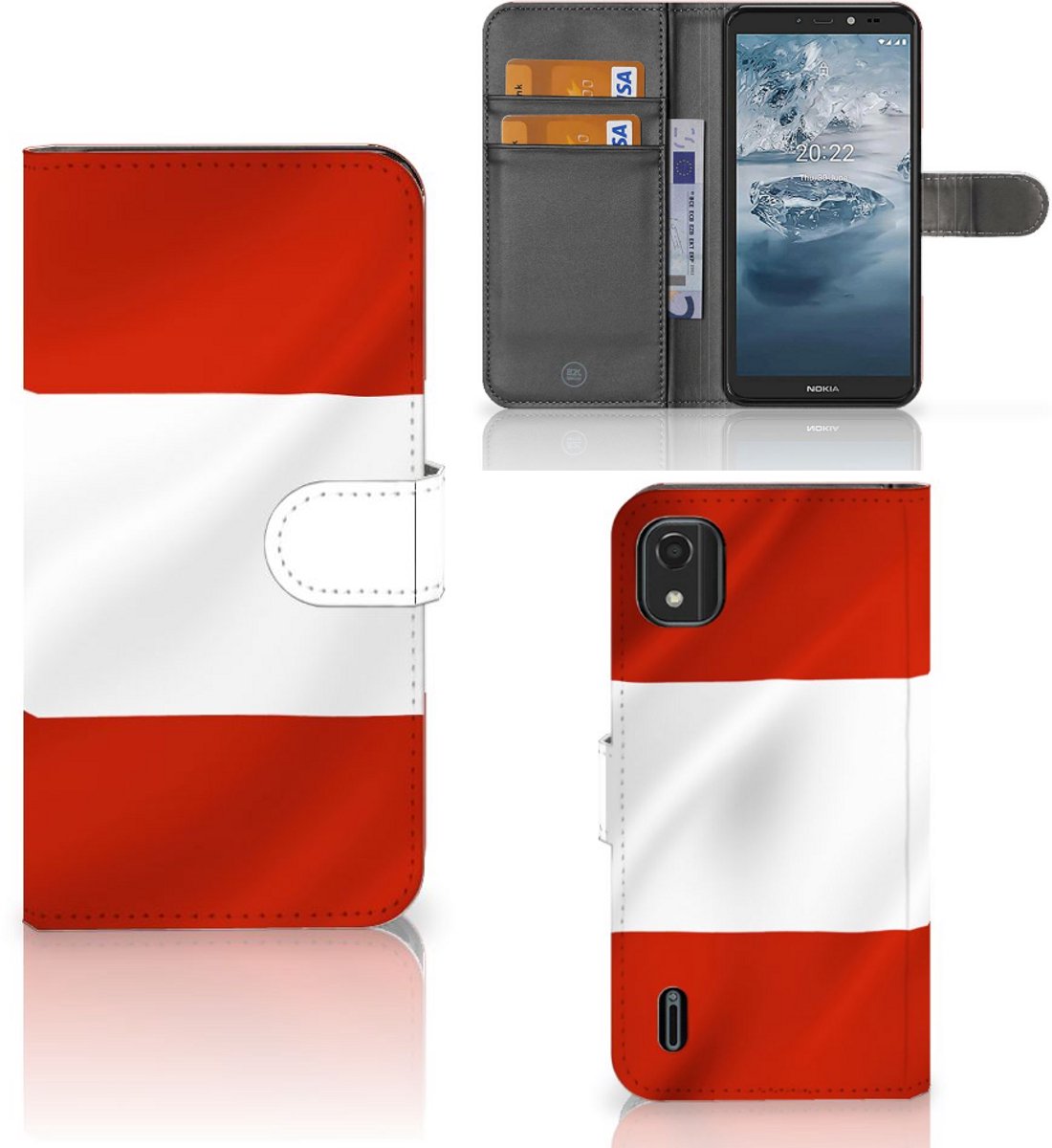 Nokia C2 2nd Edition Bookstyle Case Oostenrijk