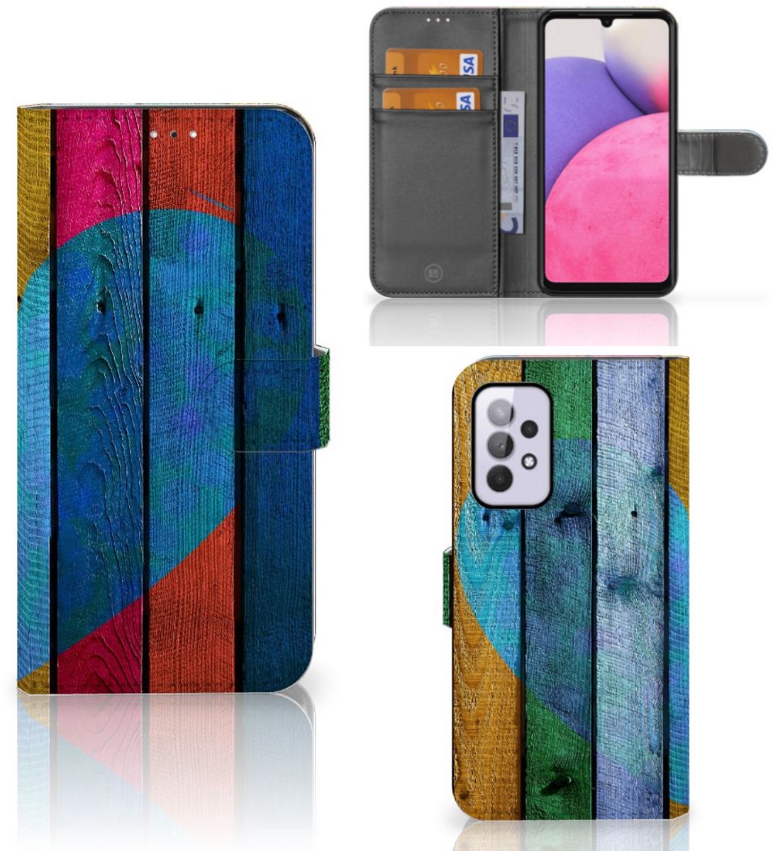 Samsung Galaxy A33 5G Book Style Case Wood Heart - Cadeau voor je Vriend