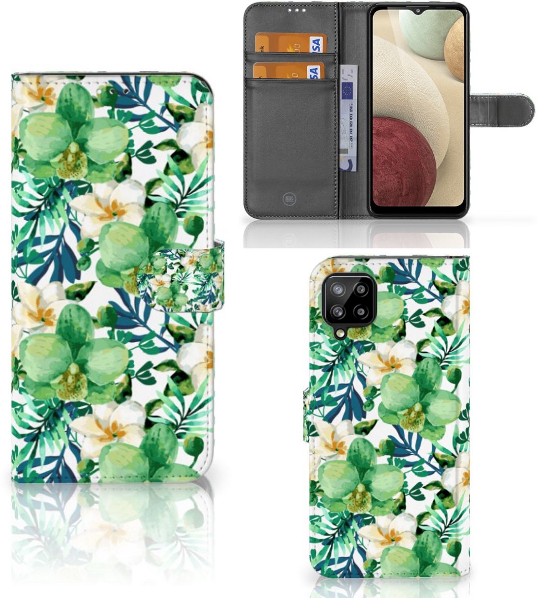 Samsung Galaxy A12 Hoesje Orchidee Groen