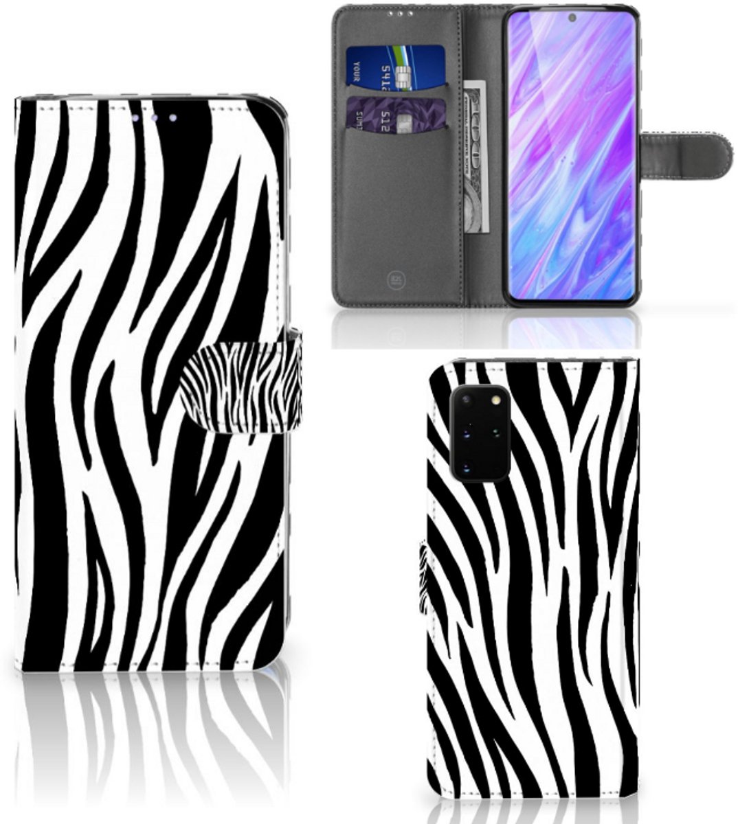 Samsung Galaxy S20 Plus Telefoonhoesje met Pasjes Zebra