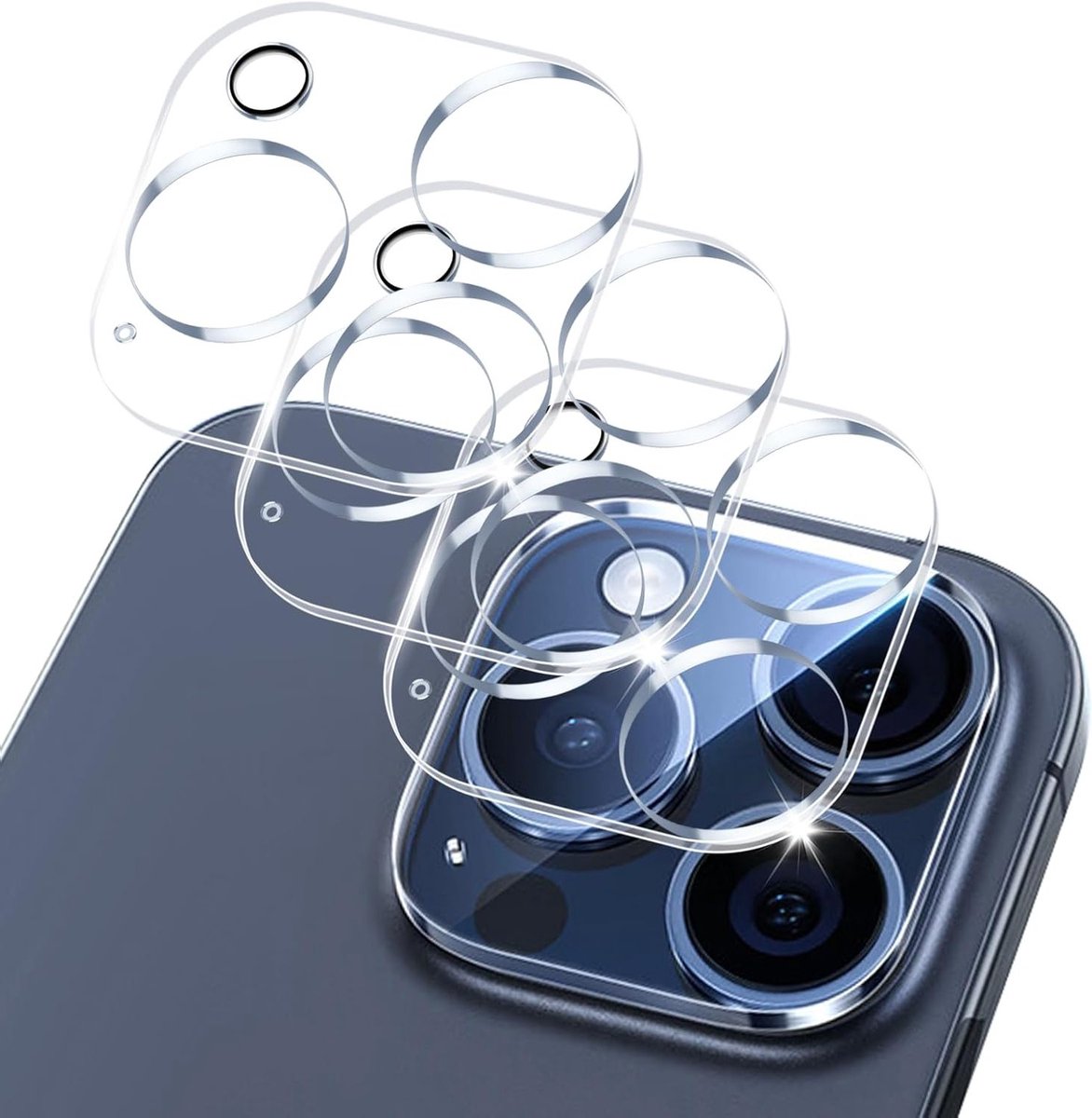 3-Pack Camera Bescherming voor iPhone 15 Pro en Pro Max - Tempered Glass, Krasbestendig en Hoge Resolutie met Eenvoudige Installatie