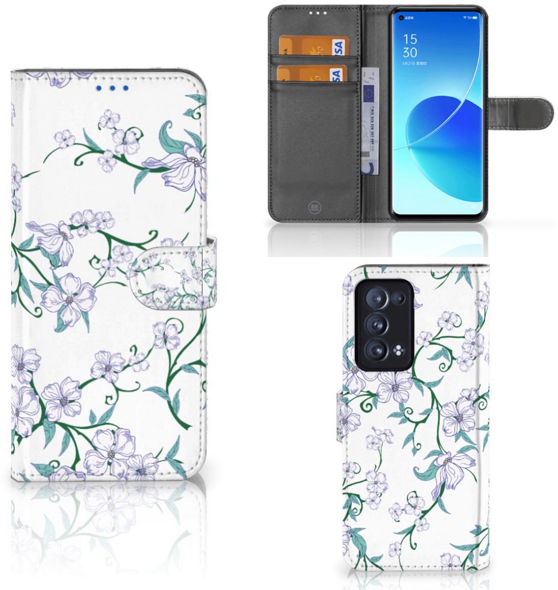 Book Case voor OPPO Reno 6 Pro Plus 5G Uniek Hoesje Blossom White
