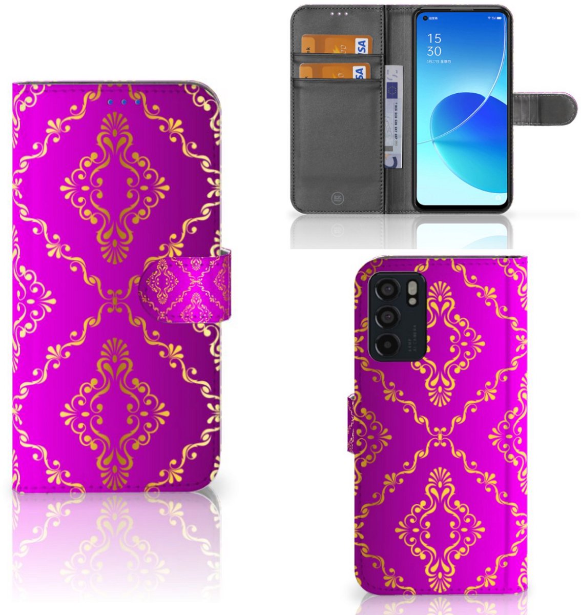 Wallet Case OPPO Reno6 5G Barok Roze