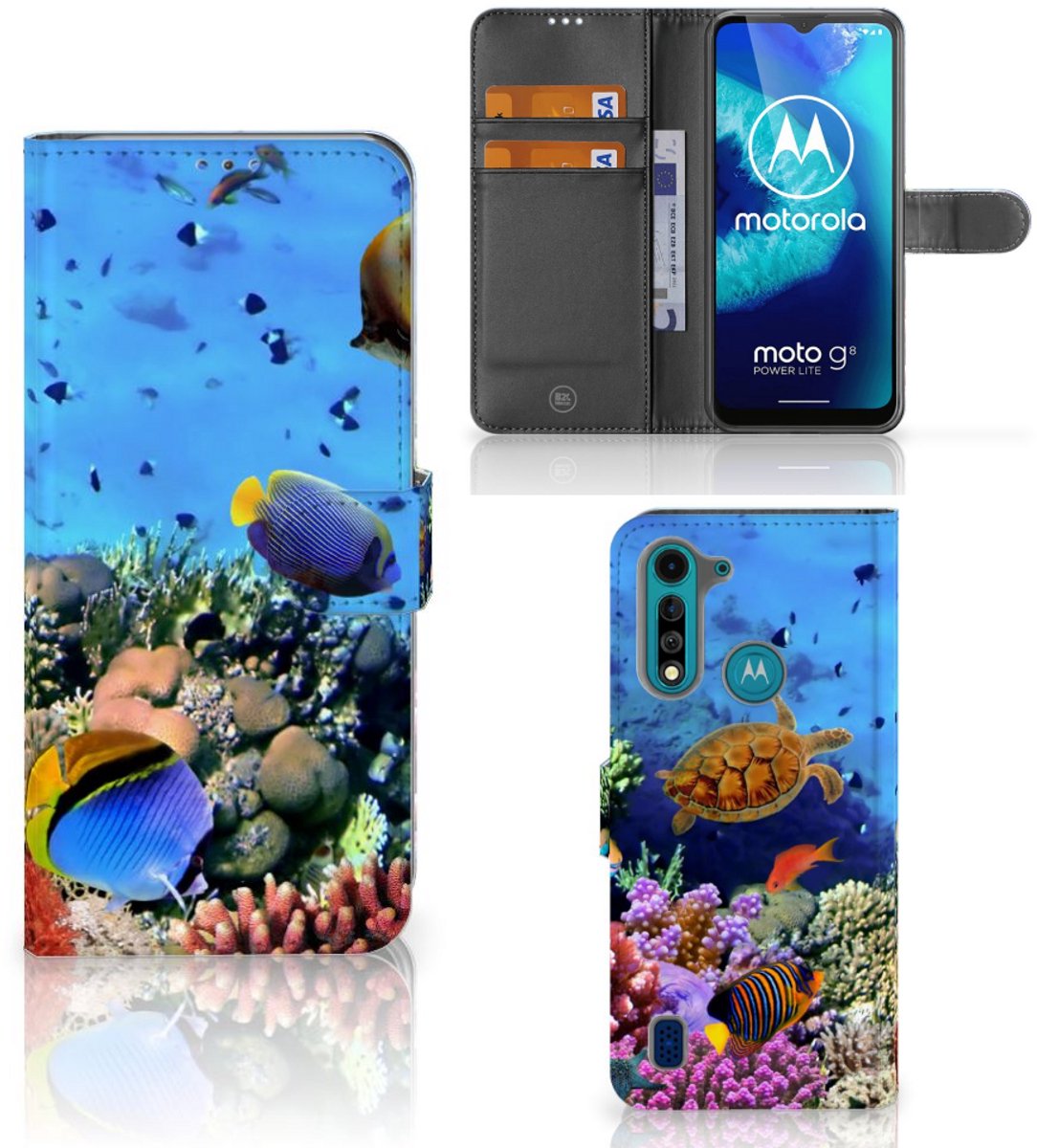 Motorola G8 Power Lite Telefoonhoesje met Pasjes Vissen