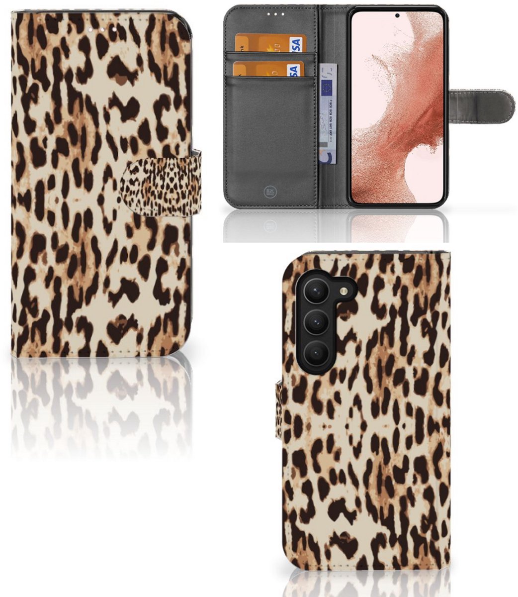 Samsung Galaxy S23 Telefoonhoesje met Pasjes Leopard