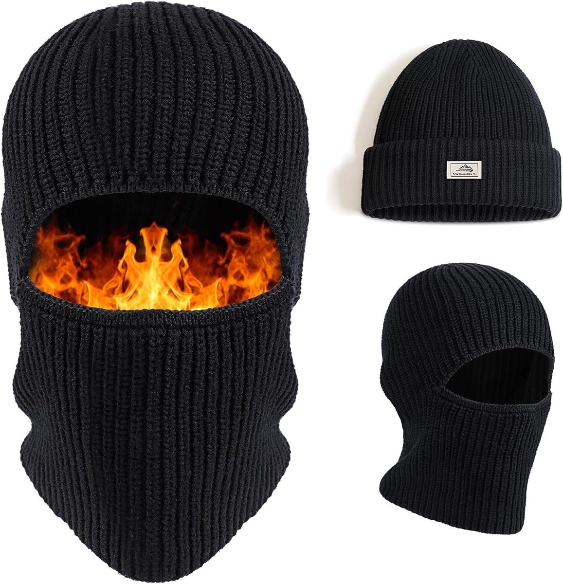 Multifunctionele Balaclava voor Mannen en Vrouwen - Warme Beanie Hoed, Lichtgewicht en Ademend Ski Masker voor Fietsen en Motoren in Twee Stijlen, Zwart