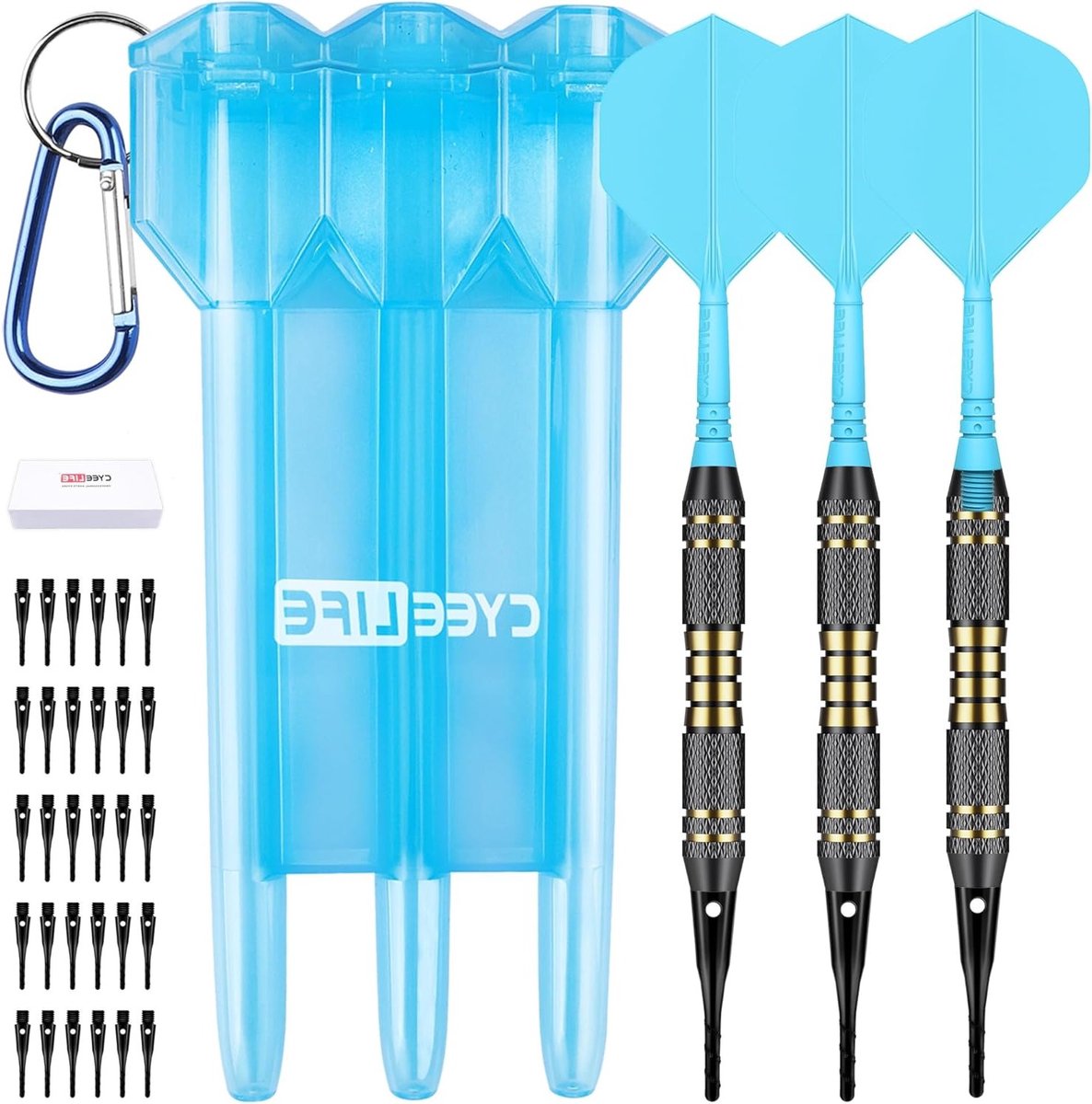Dartpijlen Set - Soft Tip Darts - Elektronisch Dartspel - Inclusief Opbergtas - 18 Gram - Blauw