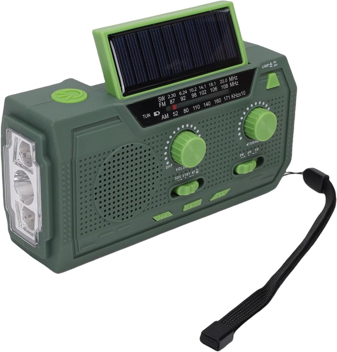 Noodweer Radio - Hand Crank Radio - Buiten Activiteiten - Meerdere Oplaadopties - 2000mAh Batterij - Groen