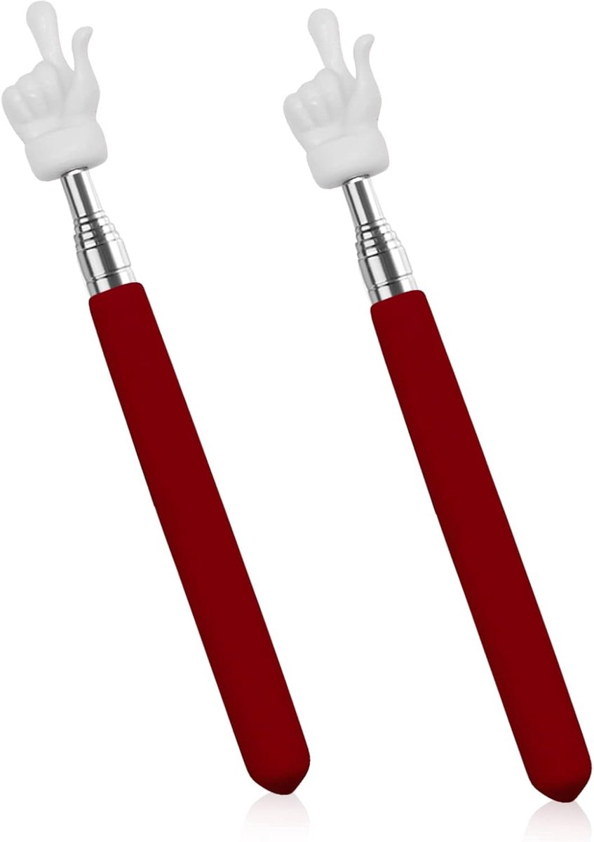2-pack uitschuifbare wijsvingers voor leerkrachten — Mini-uitschuifbare aanwijsstokjes voor klassikaal onderwijs — Uitschuifbare vingerwijzers voor leerkrachten in het basisonderwijs en de kleuterschool (Rood)