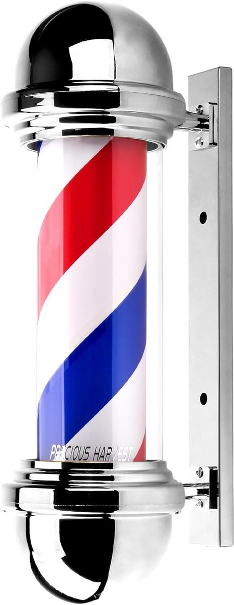 Kapperspaal Lamp - Roterend Licht - Salon Decoratie - Dubbele Schakelaar - 51 cm Hoog - Rood Blauw Wit