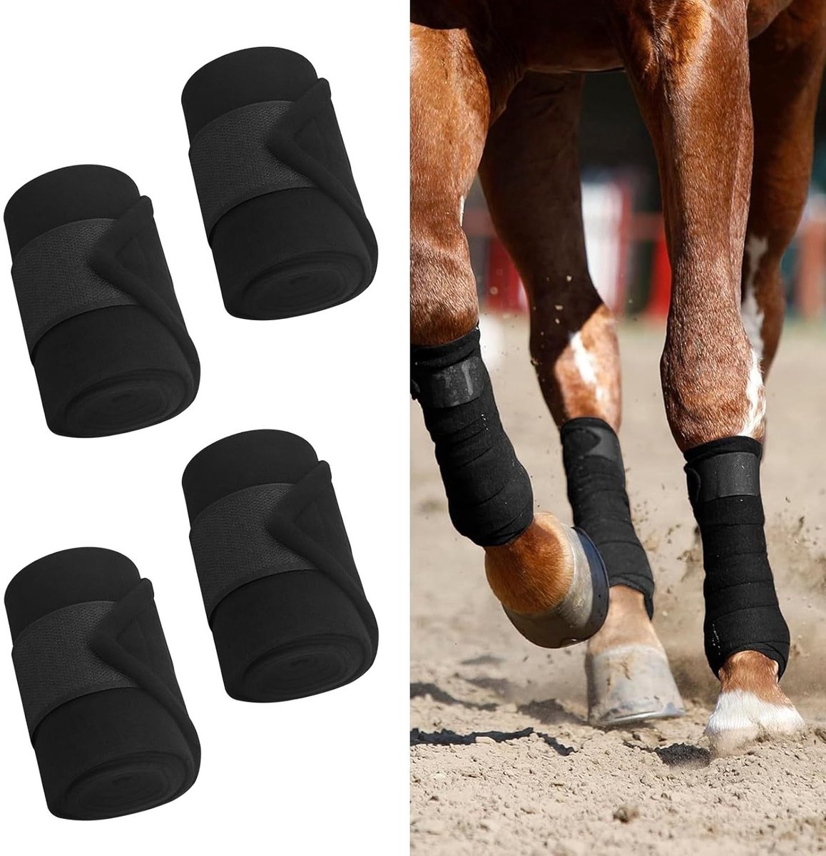 Set van 4 Paarden Gaiters en Net Sokken, Beschermende Beenbandages voor Paarden, Ideaal voor Training en Wedstrijden