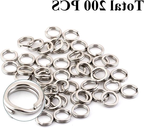 Dailygoods- Splitvisringen Roestvrij Staal - 200 Stuks - Meerdere Maten - Hoge Sterkte - Corrosiebestendig - Dubbele Ring Ontwerp - Vishaken van Dailygoods — afbeelding 2
