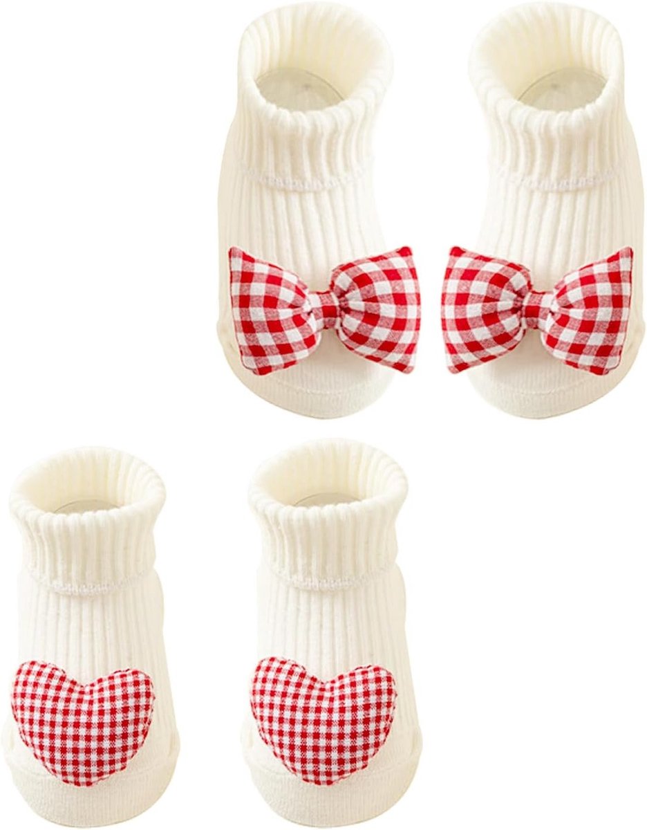 Zachte Katoenen Babysokken voor 6-12 Maanden, 2 Paar, Perfect als Kraamcadeau voor Jongens en Meisjes
