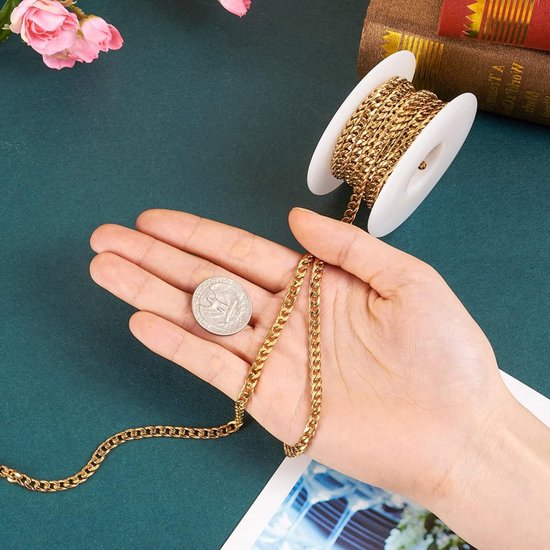 Curb Chain Link Spoel voor Creatieve Projecten, DIY Sieraden en Handwerkaccessoires — afbeelding 4