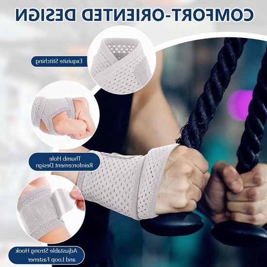 Verstelbare Polsbandage voor Tendinitis en Carpaal Tunnel Syndroom - Elastische Ondersteuning voor Gewrichtspijn, Geschikt voor Links en Rechts, Grijs — afbeelding 3