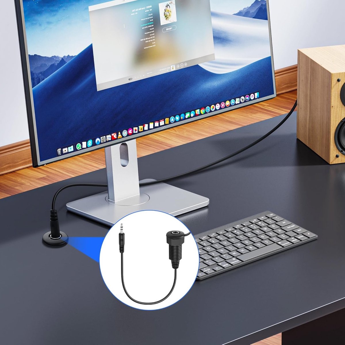 TRS Stereo Audiokabel 3.5mm - Waterdichte Adapterkabel voor Hoofdtelefoons en Geluidsapparatuur (0.3m)