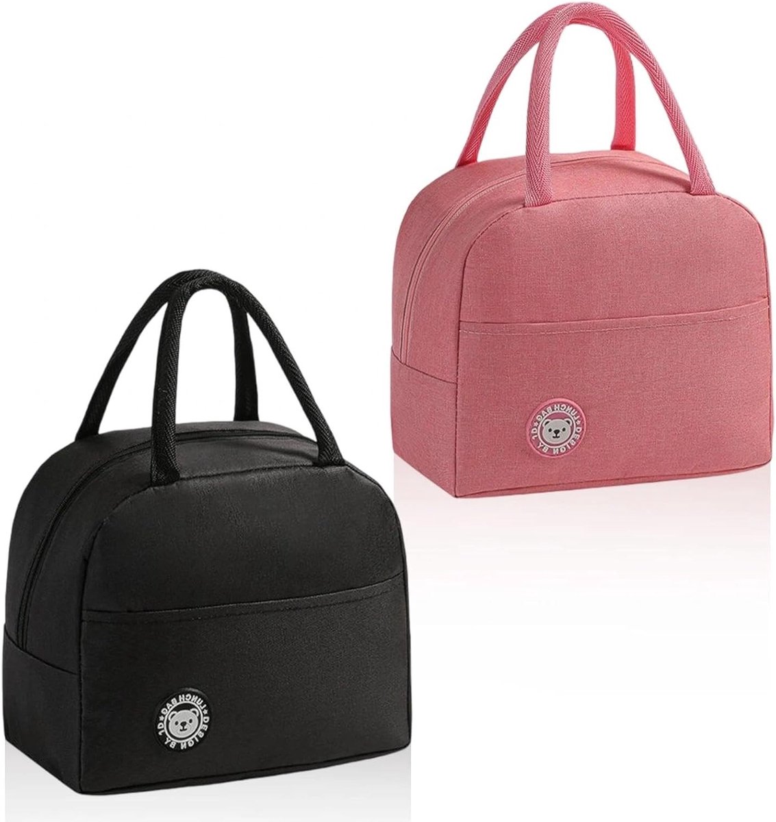 Koeltas Set van 2, Zwart en Roze, Met Zijvakken en Handvatten, Ideaal voor Zaken, School en Thuisgebruik
