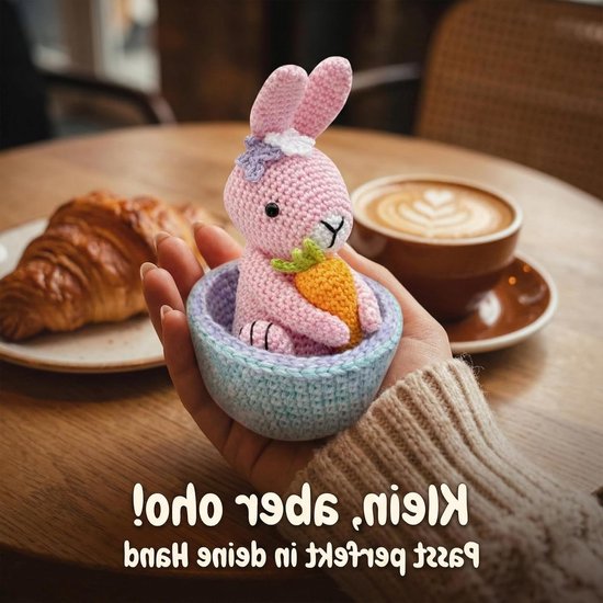 Haakset voor beginners, complete Amigurumi-set met video-instructies voor paaseieren en wortels, perfect voor creatieve projecten en geschenken — afbeelding 3