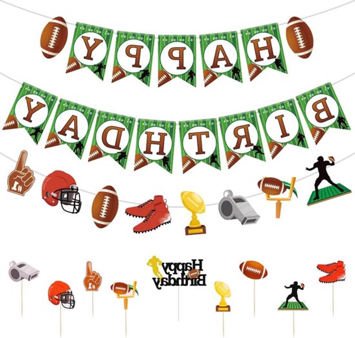 - Voetbal Feestartikelen - Decoraties - Verjaardagsfeest - Diverse Kleuren - Banner Taart Toppers - Sport Thema - Kinderen Volwassenen - Voetbaldecoraties - Voetbal Feestartikelen - Feestelijke Decoraties