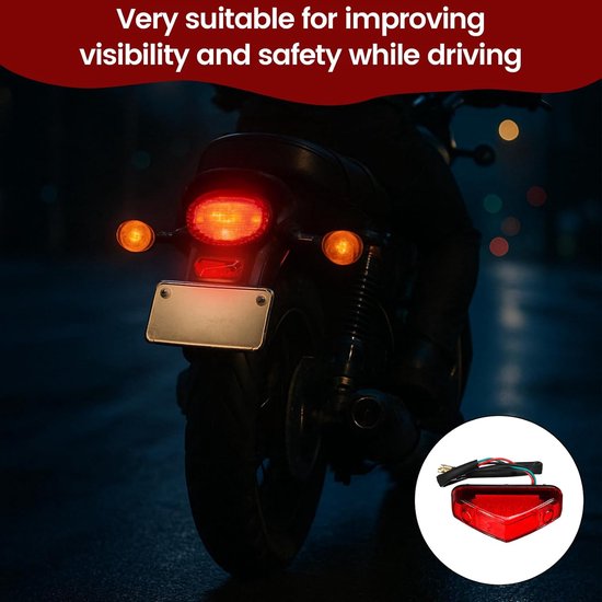 Motorfiets Achterlicht - LED Remlicht - Veilig Zichtbaar - Geïntegreerd 3-in-1 - 12V - Rood — afbeelding 3