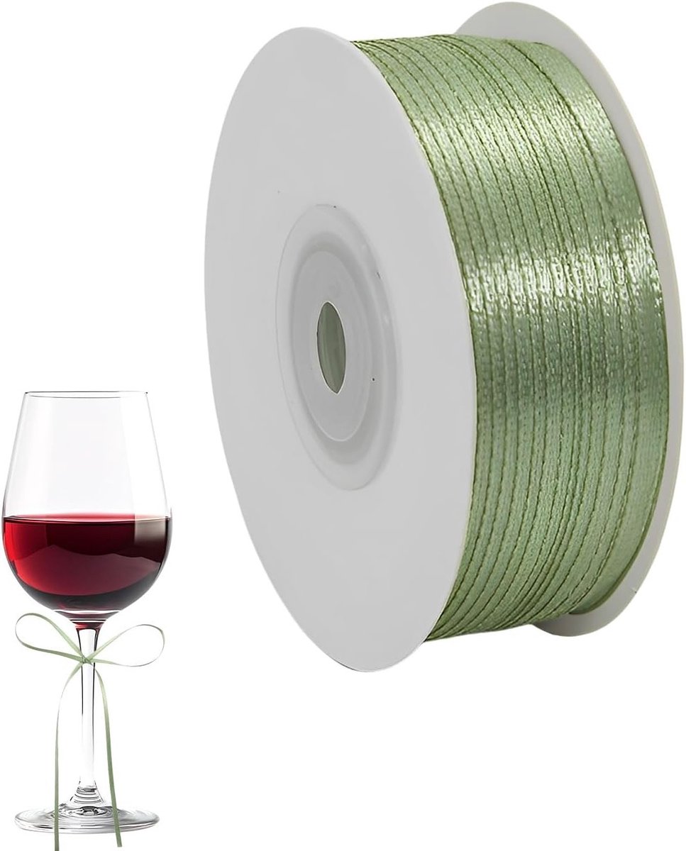 Groene Satijnen Lint 0.3 cm x 91 m voor Cadeauverpakking, Bruiloftdecoratie en Knutselprojecten