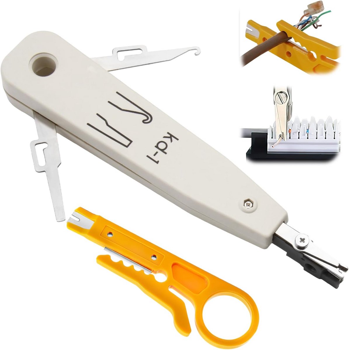 Netwerk Insteektool - Module Punch Down - Bekabeling Installeren - Met Geïntegreerde Stripper - 19 cm Lengte - Chroom