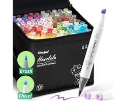 Ohuhu Honolulu Brush & Chisel Alcohol Markers - 104 kleuren