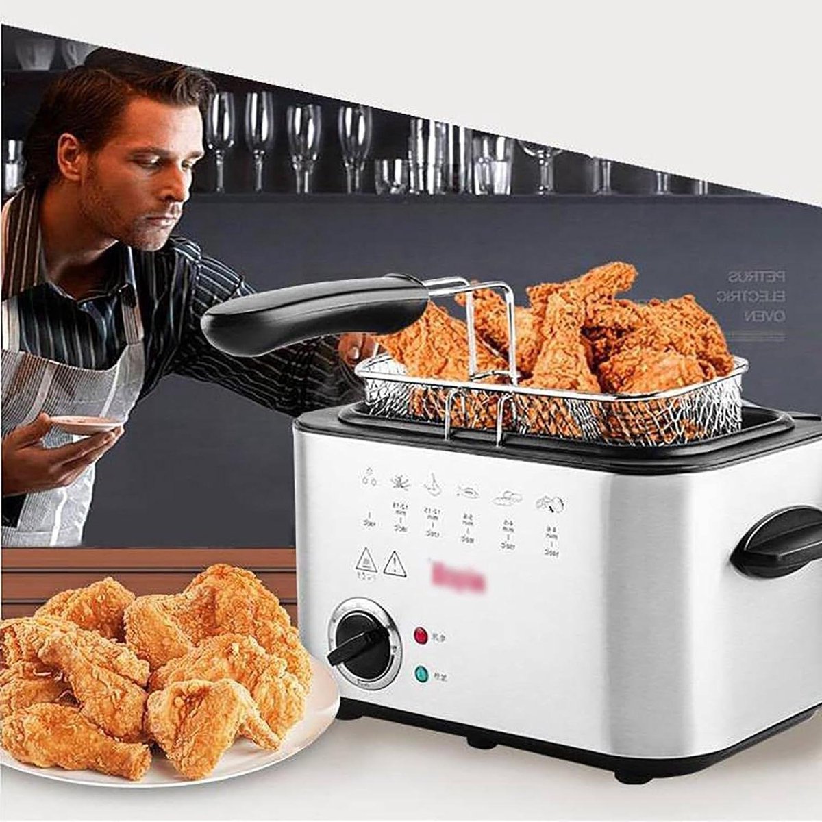 Elektrische Frituurpan - Vet Frituurmachine Keuken - Thuis Frituren - Snel Koken Restaurantkwaliteit - 4L - Zilver