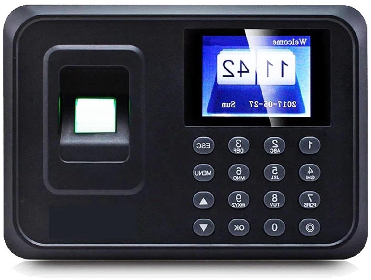 Aanwezigheidsmachine Vingerafdruk - Tijdregistratie Systeem - Medewerkers Registreren - Biometrische Herkenning - 1000 Vingerafdrukken - Zwart