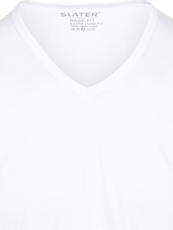 Wit V-hals T-shirt met korte mouwen, basic fit, Slater, 100% biologisch katoen.