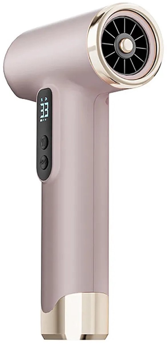 Draadloze föhn, draagbare föhn met led-display, 100.000 toeren per minuut, 18W snelladen, 200W vermogen, 15600mAh batterij, roze.