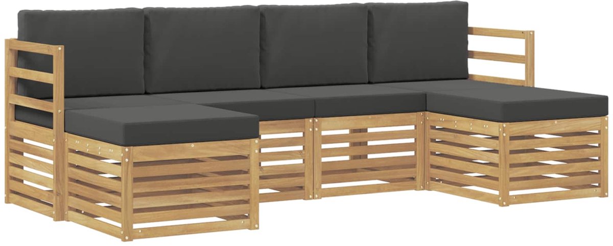 vidaXL Buiten - bank - set - 6 - st - 6-zits - Wit - en - antracietkleurig - Polyester Wit en antracietkleurig